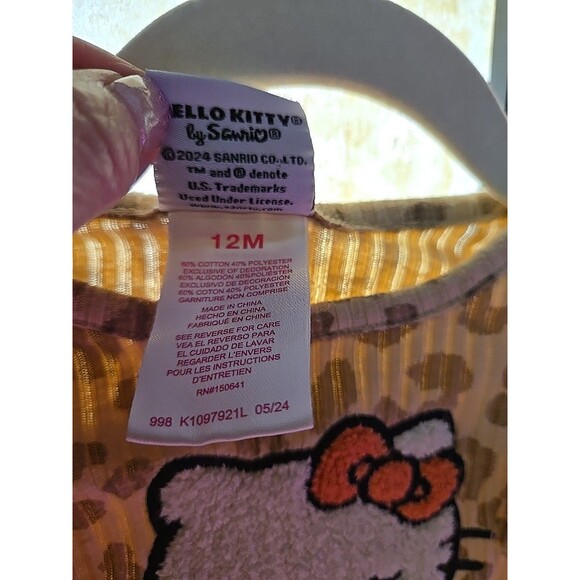 Hello Kitty Shirt Long Sleeve Size 12 Months Cheetah Print Embroidering Kitty - Picture 7 of 9